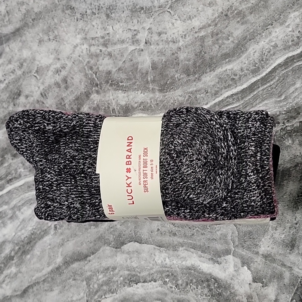 NWT LUCKY BRAND UNISEX BOOT SOCK 6 PAIR Pack - Picture 5 of 8